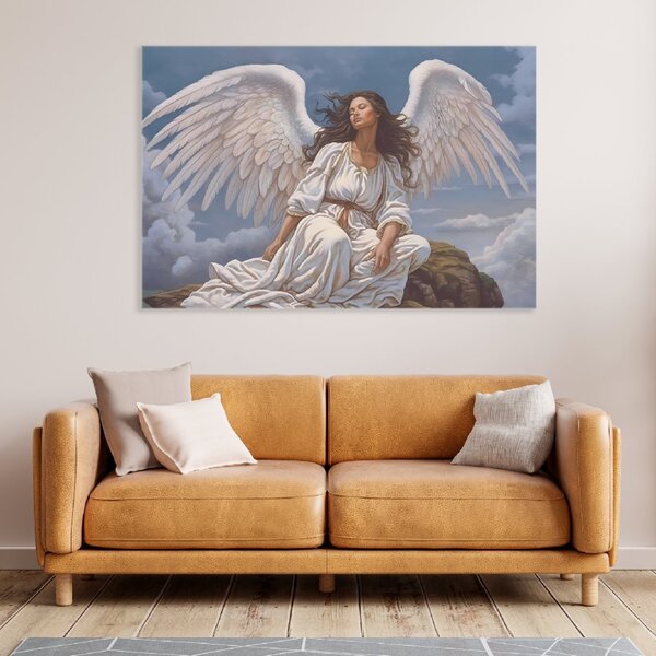 Obraz na plátně - Andělská žena v nebi FeelHappy.cz Velikost obrazu: 40 x 30 cm
