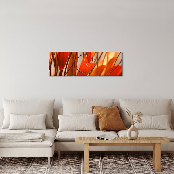 Obraz okvětních lístků (s hodinami) (90x30 cm)