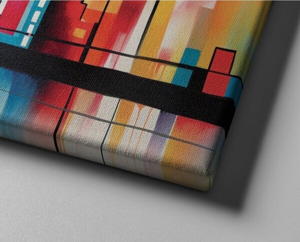 Obraz na plátně - Abstraktní barevné moderní město FeelHappy.cz Velikost obrazu (šířka x výška): 60 x 20 cm