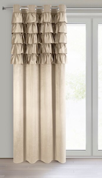 ZATEMŇOVACÍ ZÁVĚS NA KROUŽCÍCH AURA 140X250 CM TMAVĚBÉŽOVÁ