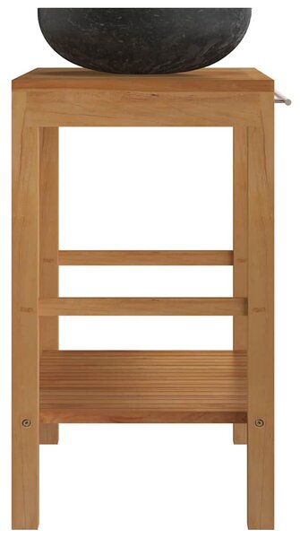 Koupelnová skříňka masivní teak s umyvadlem mramorové černé 3058161
