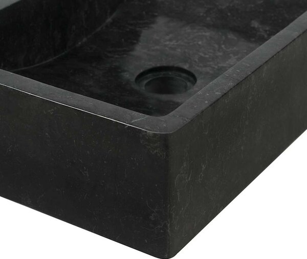 Koupelnová skříňka masivní teak s umyvadlem mramorové černé 3058159