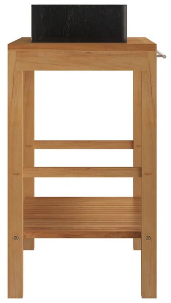 Koupelnová skříňka masivní teak s umyvadlem mramorové černé 3058159