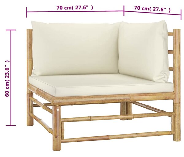 2dílná zahradní sedací souprava + krémově bílé podušky bambus 3058201