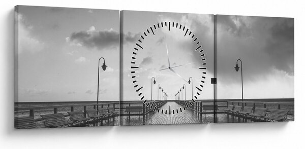 Obraz - Promenáda u pobřeží (s hodinami) (90x30 cm)