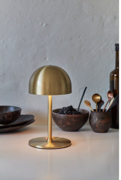 LED stolní lampa na dálkové ovládání v mosazné barvě s kovovým stínidlem (výška 22 cm) Tim – Sirius