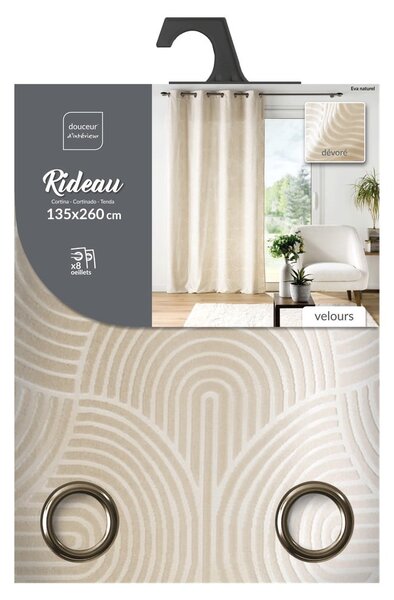 Béžový sametový závěs 135x260 cm Eva – douceur d'intérieur
