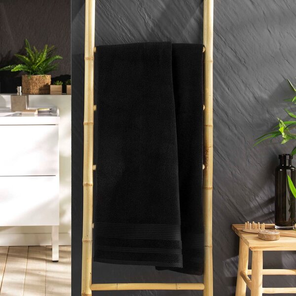 Černá froté bavlněná osuška 70x130 cm Tendresse – douceur d'intérieur