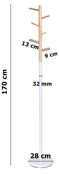 Stojací věšák Zita, výška 170 cm – černý