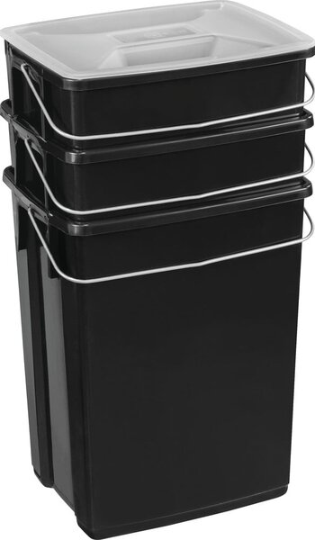 Černé plastové odpadkové koše v sadě 3 ks 2x10+6 l na tříděný odpad Biobox – Curver