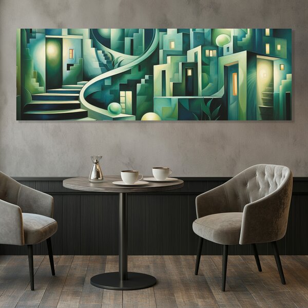 Obraz na plátně - Schody na předměstí Duvien FeelHappy.cz Velikost obrazu (šířka x výška): 120 x 40 cm
