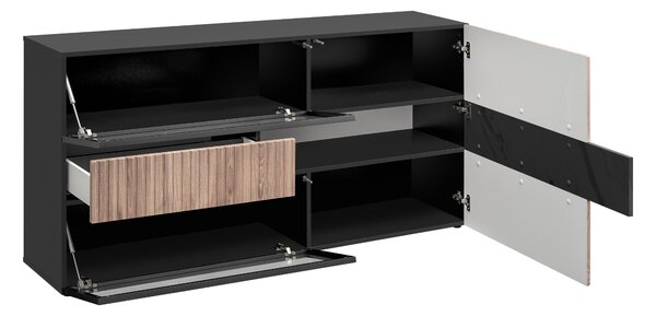 Komoda Carlin ZMWDV CS SB (černá + dub viking + černý mramor)