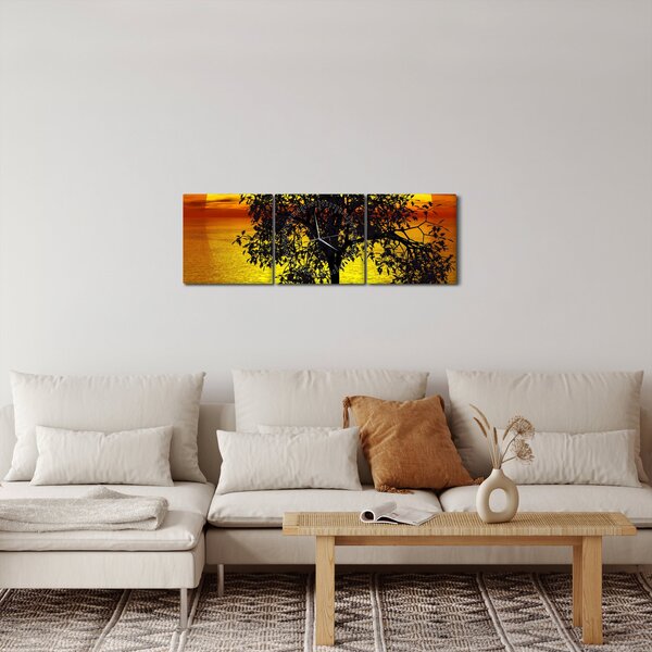 Obraz siluety stromu (s hodinami) (90x30 cm)