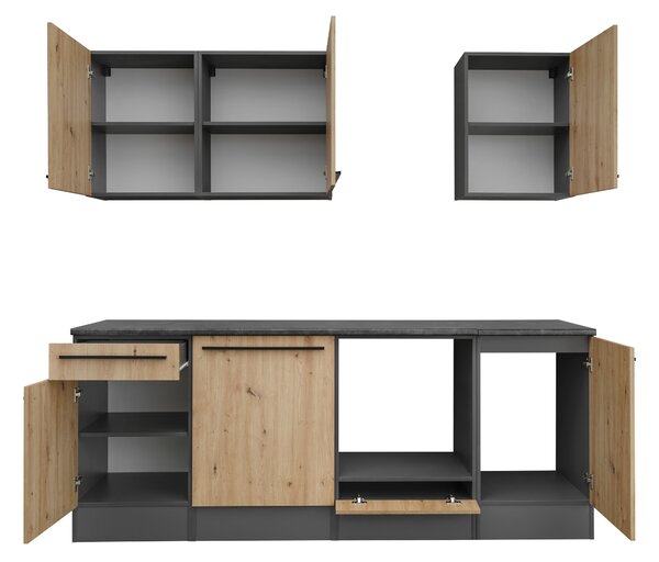 Kuchyňská linka Anatalia KP (antracit + dub artisan)