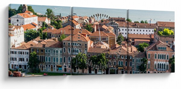 Obraz - Letecký pohled na město (s hodinami) (90x30 cm)