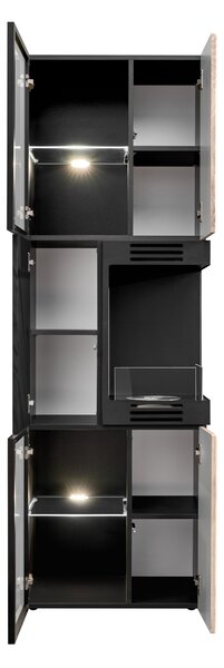 Vitrína s biokrbem Carlin ZMWDV CS WSW K (černá + dub viking + černý mramor) (s osvětlením)