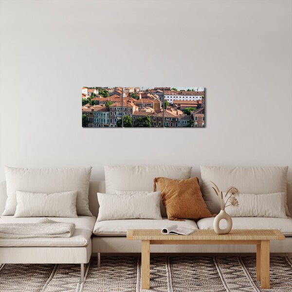 Obraz - Letecký pohled na město (s hodinami) (90x30 cm)