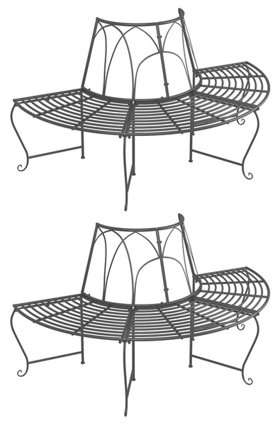 Půlkruhové lavice kolem stromu 2 ks Ø 159 cm černé ocel