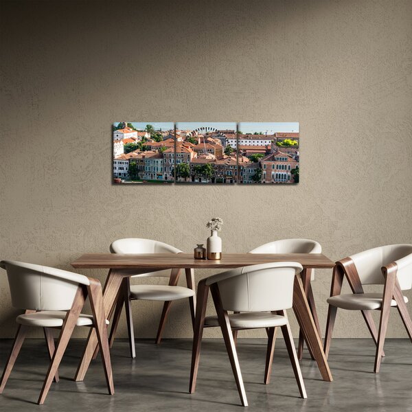 Obraz - Letecký pohled na město (s hodinami) (90x30 cm)