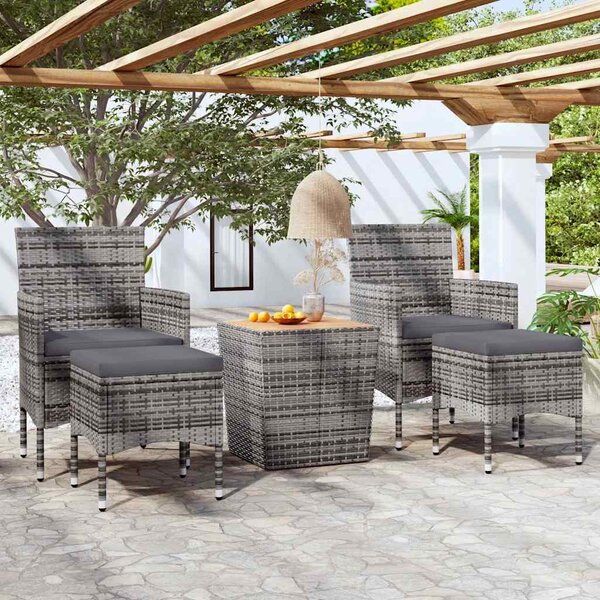 5dílný zahradní bistro set polyratan a masivní akácie šedý 3058373