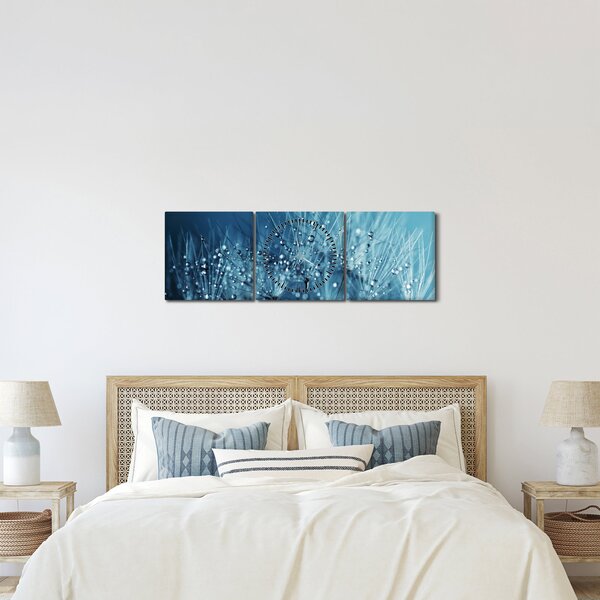 Obraz - Kapky rosy (s hodinami) (90x30 cm)