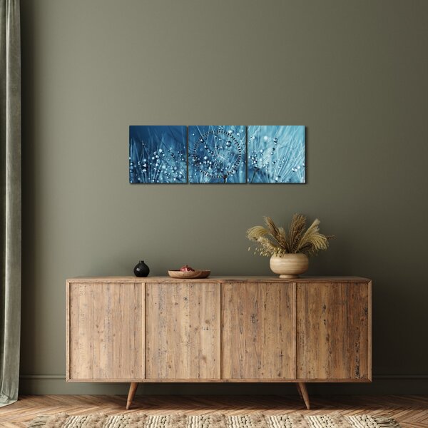 Obraz - Kapky rosy (s hodinami) (90x30 cm)