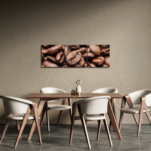 Obraz kávových zrn (s hodinami) (90x30 cm)