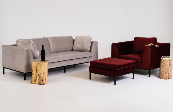 Nordic Design Vínově červené sametové křeslo Samara