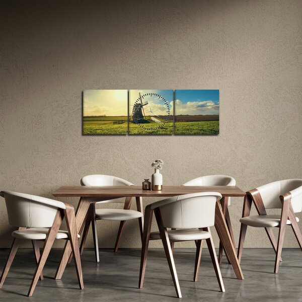 Obraz - Větrný mlýn (s hodinami) (90x30 cm)