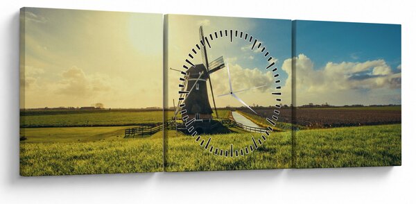 Obraz - Větrný mlýn (s hodinami) (90x30 cm)