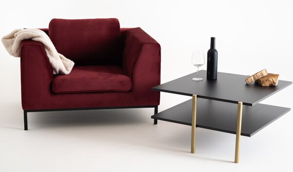 Nordic Design Vínově červené sametové křeslo Samara