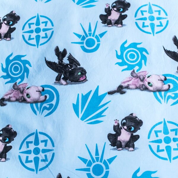 Modré bavlněné dětské povlečení do postýlky 100x135 cm How to Train Your Dragon "Babies" – Jerry Fabrics