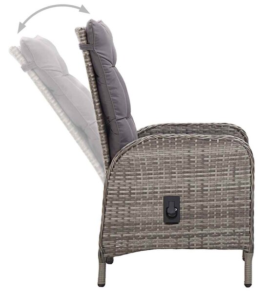 3dílný zahradní bistro set polyratan šedý 3058543