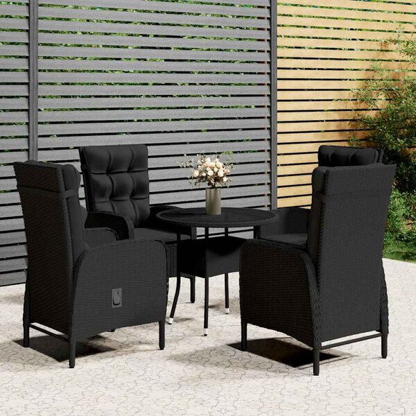 5dílný zahradní bistro set polyratan černý 3058552