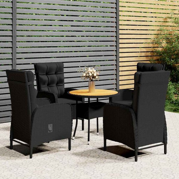 5dílný zahradní bistro set polyratan černý 3058553