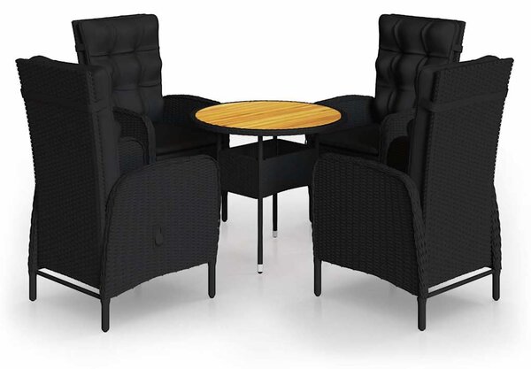 5dílný zahradní bistro set polyratan černý 3058553
