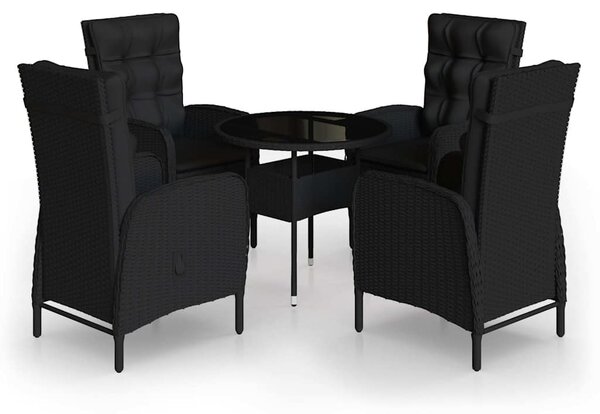 5dílný zahradní bistro set polyratan černý 3058552
