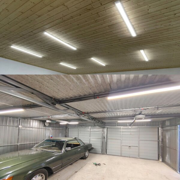 4x LED garážová lampa 120cm 36W 3600lm černá 4500k BERGE