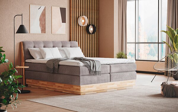 POSTEL BOXSPRING, 160/200 cm, béžová - Postele s úložným prostorem, Online Only