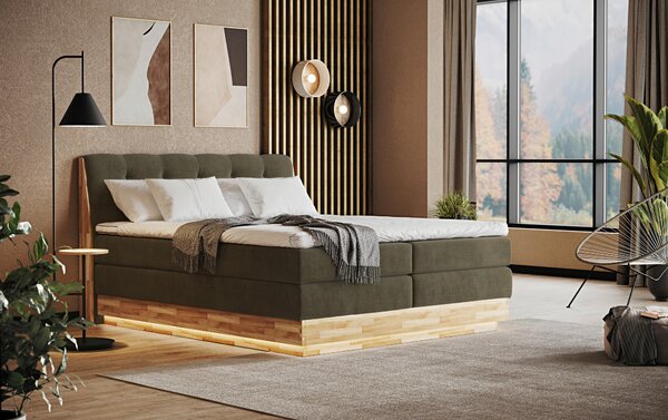 POSTEL BOXSPRING, 160/200 cm, zelená - Postele s úložným prostorem, Online Only