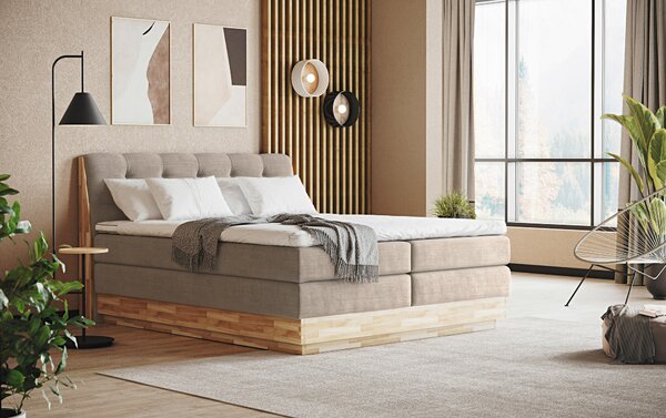 POSTEL BOXSPRING, 160/200 cm, krémová - Postele s úložným prostorem, Online Only