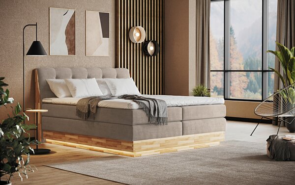 POSTEL BOXSPRING, 160/200 cm, krémová - Postele s úložným prostorem, Online Only