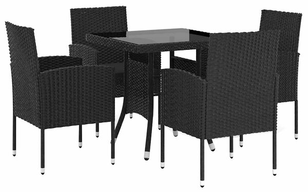 5dílný zahradní jídelní set polyratan černý 3059414