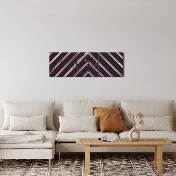 Obraz dřevěného motivu na černém pozadí (s hodinami) (90x30 cm)