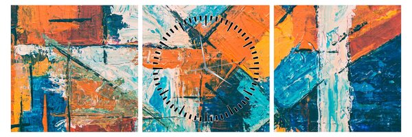 Obraz - Abstrakce (s hodinami) (90x30 cm)