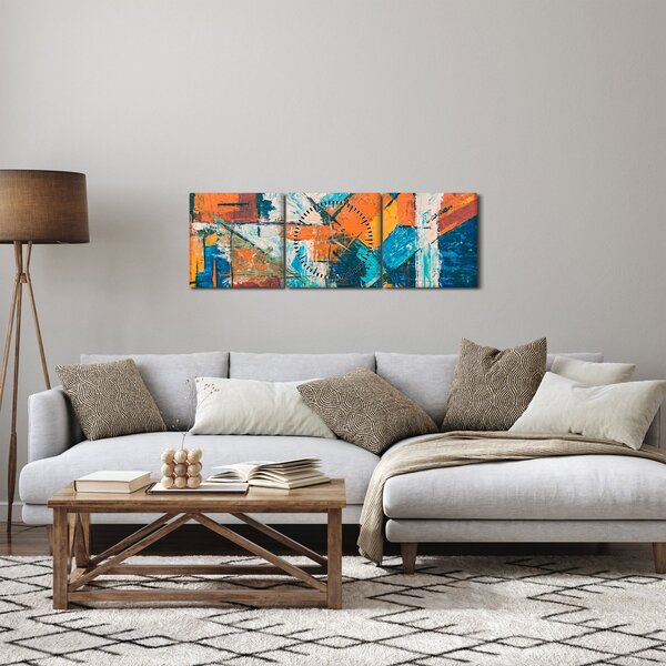 Obraz - Abstrakce (s hodinami) (90x30 cm)