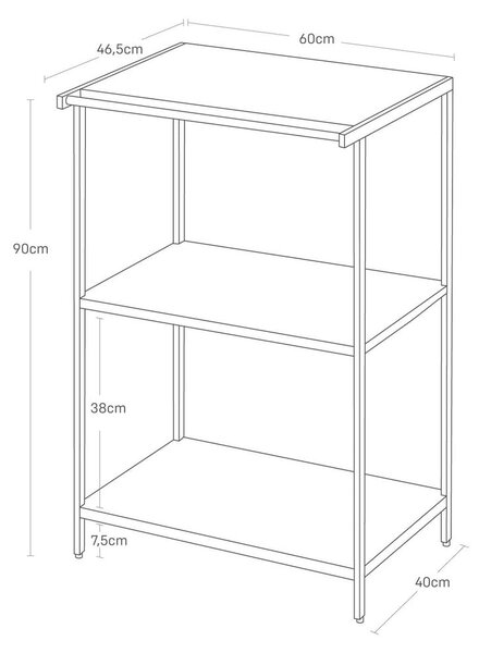 Matně černý ocelový regál 60x90x46,5 cm Tower – YAMAZAKI