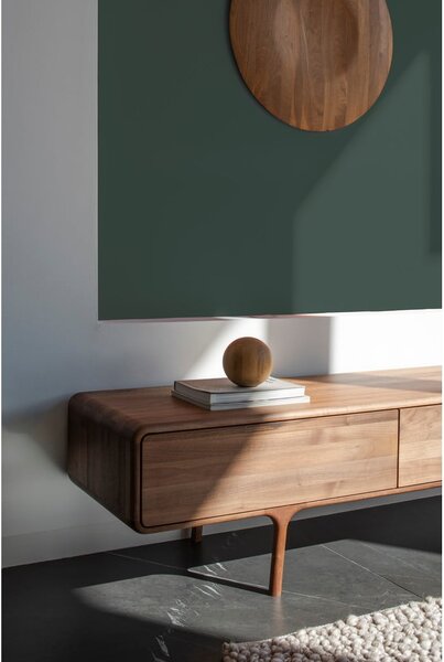 Hnědý TV stolek z ořechového dřeva 220x45x45 cm Fawn – Gazzda