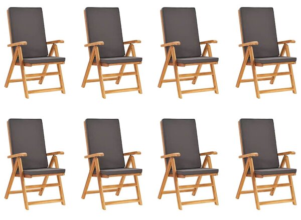 9dílný zahradní jídelní set s poduškami masivní teak šedý 3059568