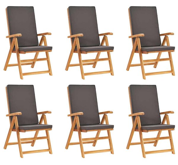 7dílný zahradní jídelní set s poduškami masivní teak šedý 3059567